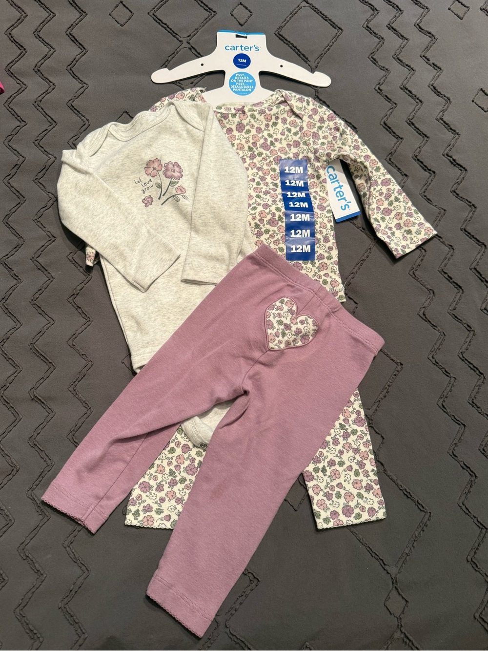 Carter's Mauve Floral 3-Piece Baby Matching Set